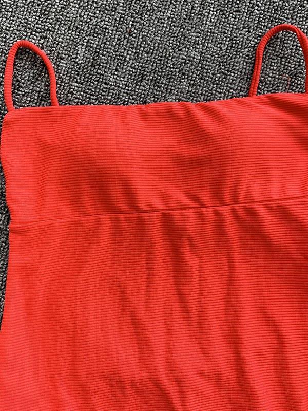 Solid Color Backless One-Piece Swimwear