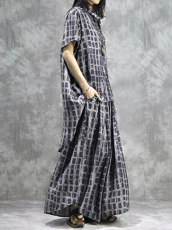 Casual Retro Linen Plaid Suit