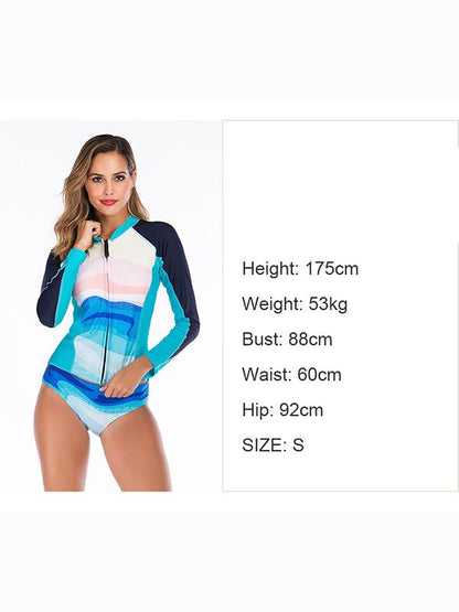 Contrast Trim Zipper Two Pieces Wetsuit