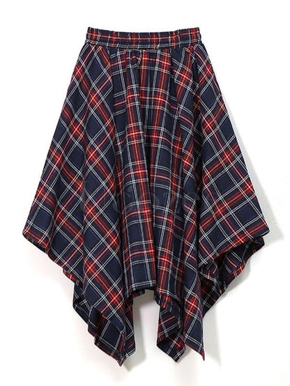 Casual Empire Belt Plaid Cropped Skirt