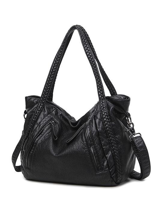 Black Zipper Single Shoulder Bag Tote Bag