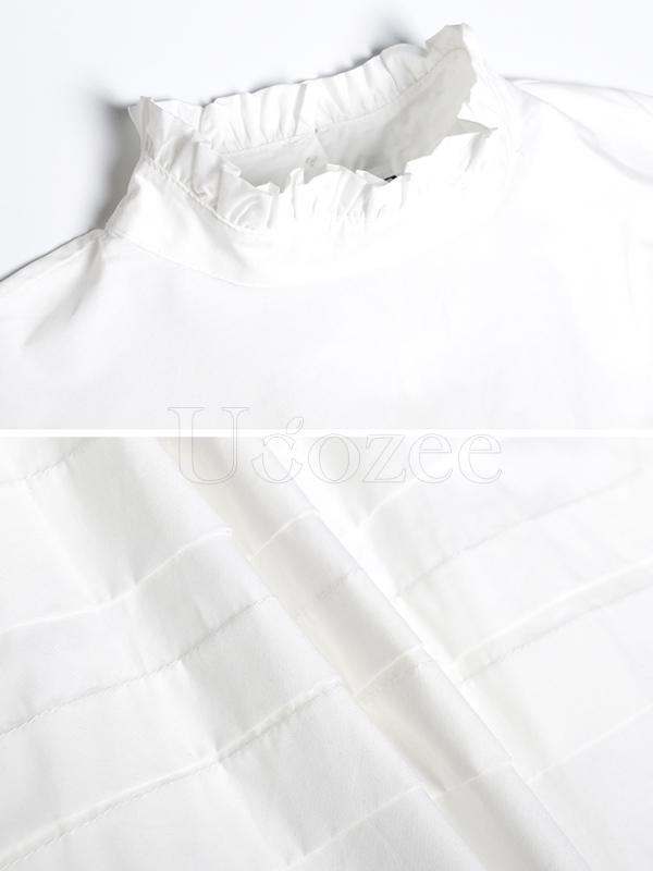 Solid Bowknot Drawstring Falbala Mini Dress