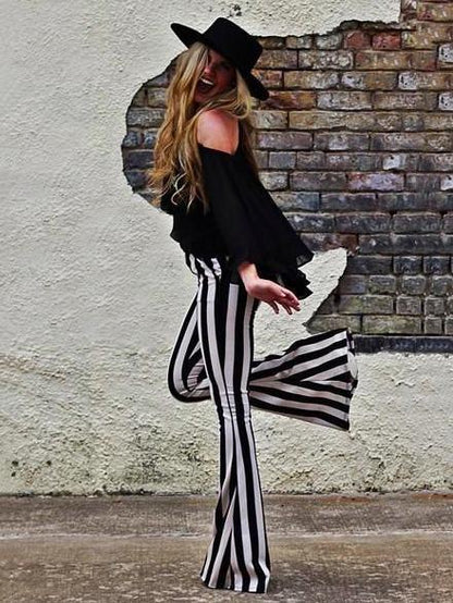Striped Bell-bottom Casual Pants