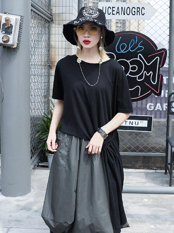 Cropped High-low Loose Plus Size T-shirt Top
