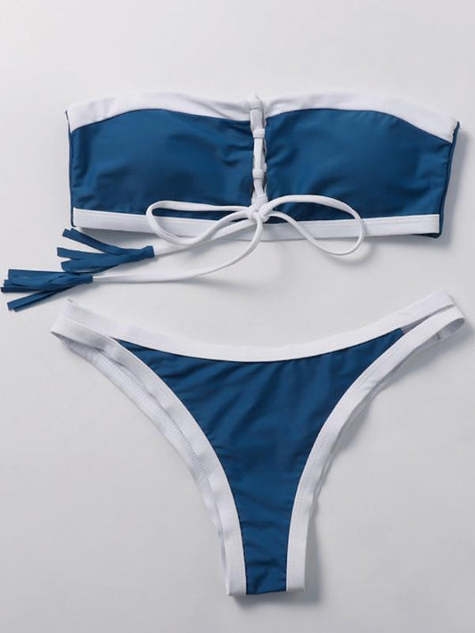 Blue Reverse To White Bikinis Swimwear