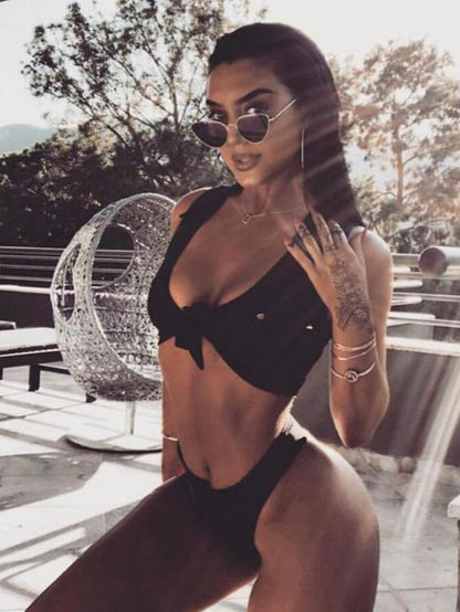 Plain Wire Free Bikinis Swimwear