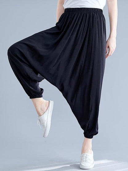Solid Elastic Waist Design Pants