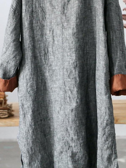 National Simple Linen Long Tops