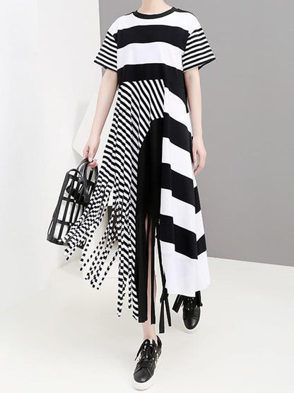 Original Asymmetric Striped Dress