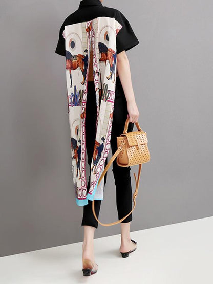 High-low Short Sleeves Backless Shirt