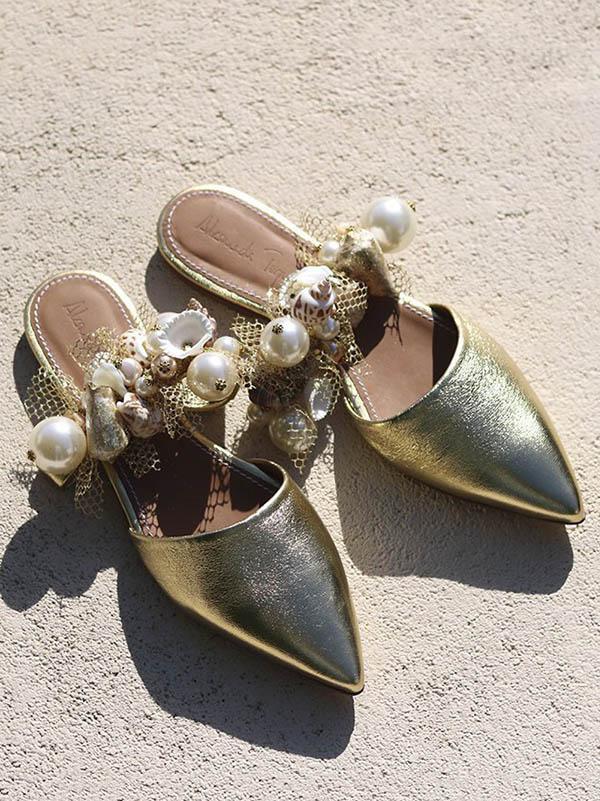 Solid Pointed Mules&Slides Flat