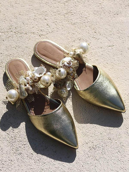 Solid Pointed Mules&Slides Flat