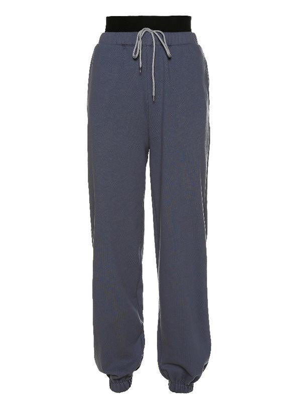 Loose Solid Color High-Waisted Casual Pants Bottoms