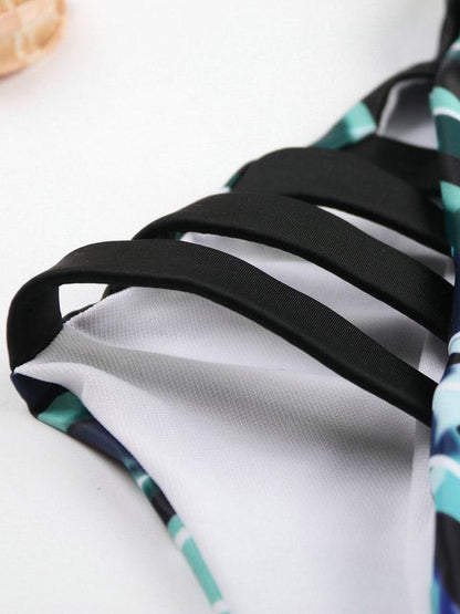 Tropical Printed Wide Strap One-piece Swimsuit