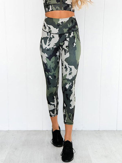 Camo Crop Sleeveless Tanks And Leggings Yoga Suits