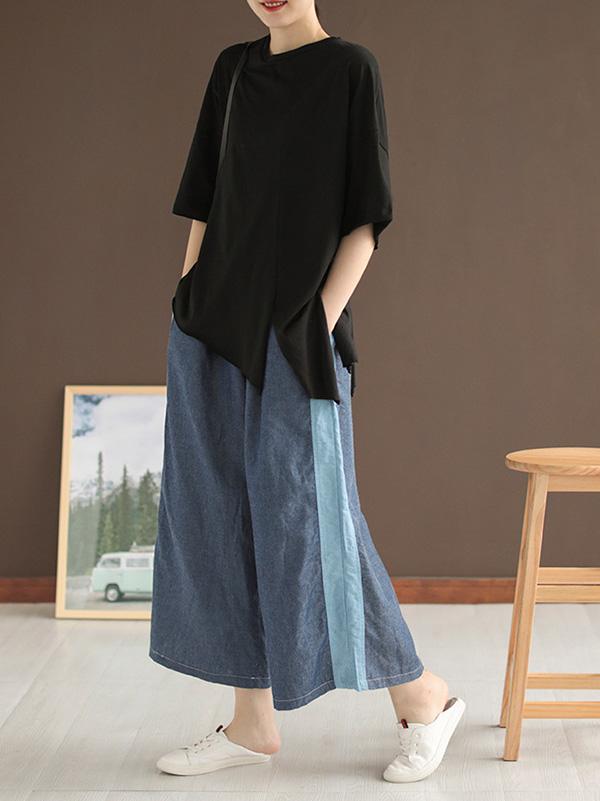 Cotton Pure Color T-shirt