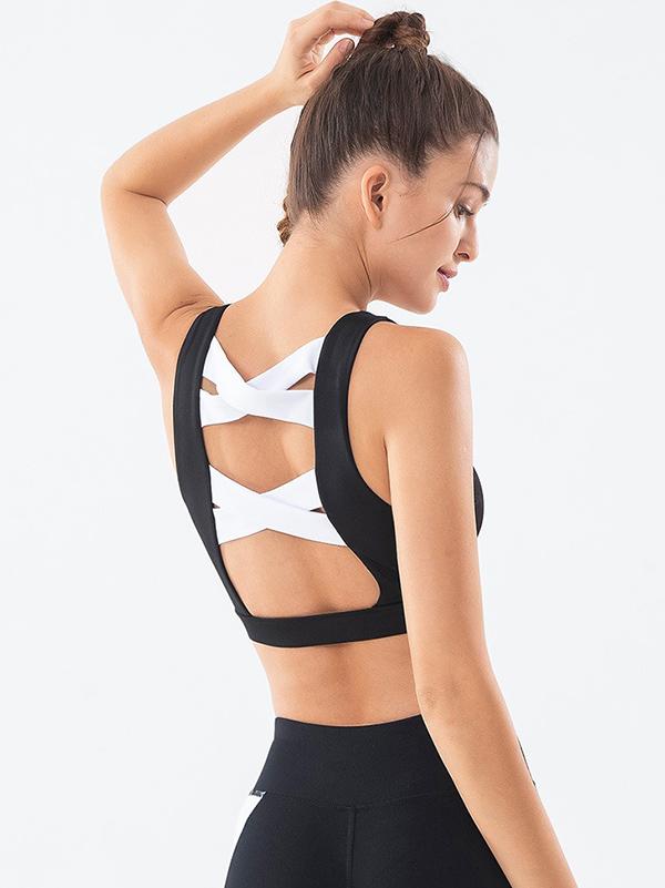 Fashion Sleeveless Contrast Color Yoga Sports Bra