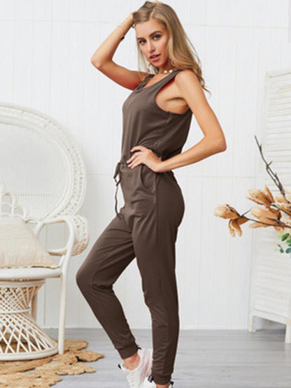 Fashion Solid Color Long Jumpsuits