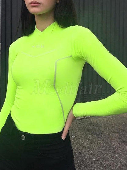 Letter Printed Long Sleeves Yoga Tee