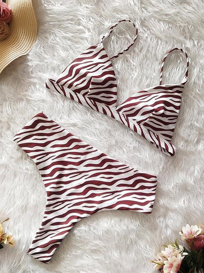 Leopard High Waist Floral Bikinis Swimwear