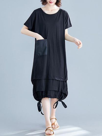 Summer Loose Solid Short Sleeves Dress
