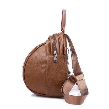 Women PU Leather Multi-pocket Backpack Solid Shoulder Bag