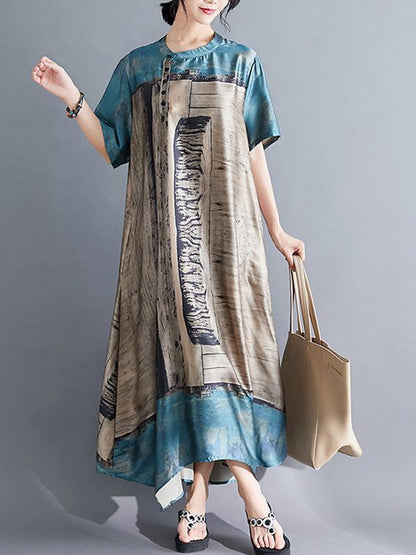 Casual Retro Cropped  Loose Long Dress