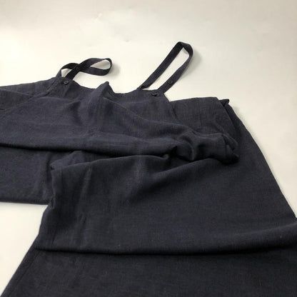Loose Vintage Navy Blue Wide Leg Jumpsuits