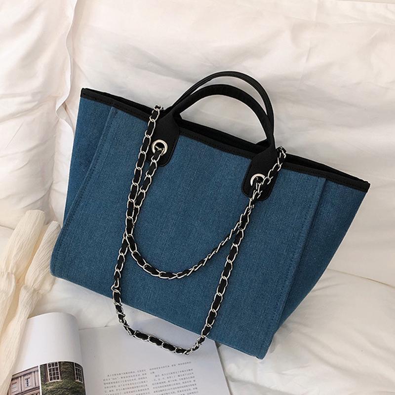 Fashion Canvas Shoulder Bag Women Chain Bag