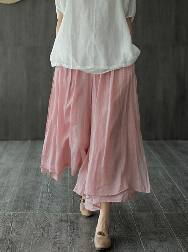 Casual Solid Column Pants Bottoms