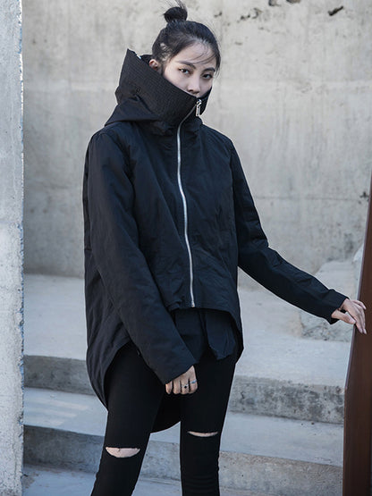 Fashion Solid Color Long Sleeves Zipper Quilted Coat