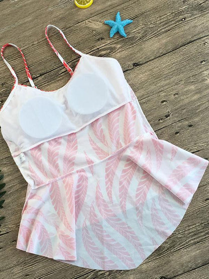 Falbala Plain Bottom Tankini Swimsuit