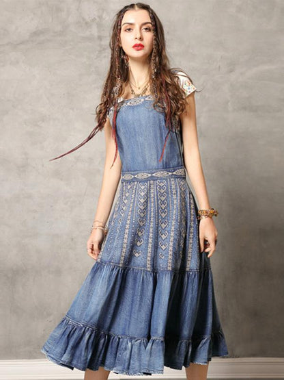 Original Vintage Embroidery Falbala Dress
