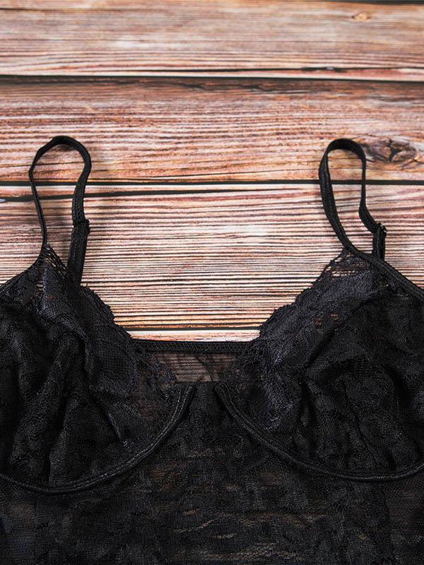 Sexy Hollow Ruffled Bodysuit Lingerie