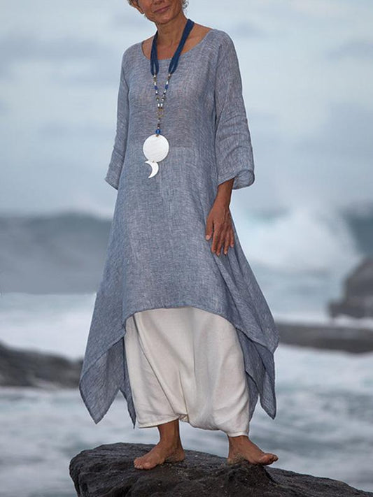 Solid Color Split-side Stand Collar Maxi Dress