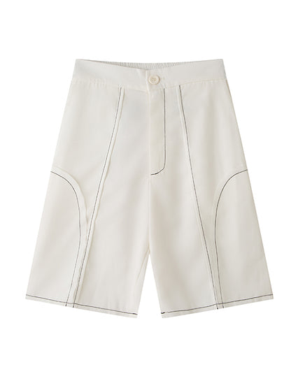 Simple Loose Contrast Color Striped Shorts