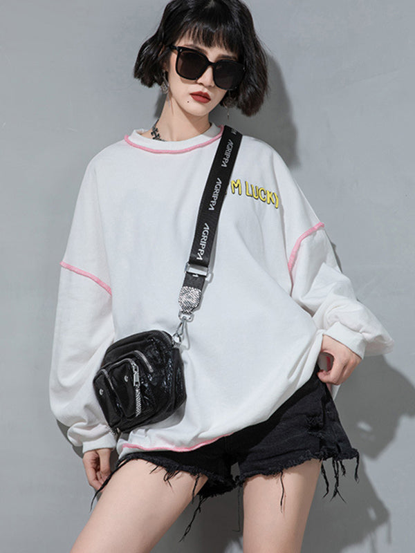 Casual Contrast Color Printed Long Sleeves Sweatshirt Top