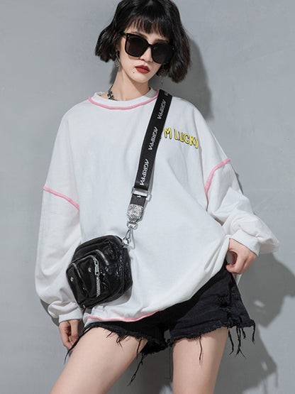 Casual Contrast Color Printed Long Sleeves Sweatshirt Top