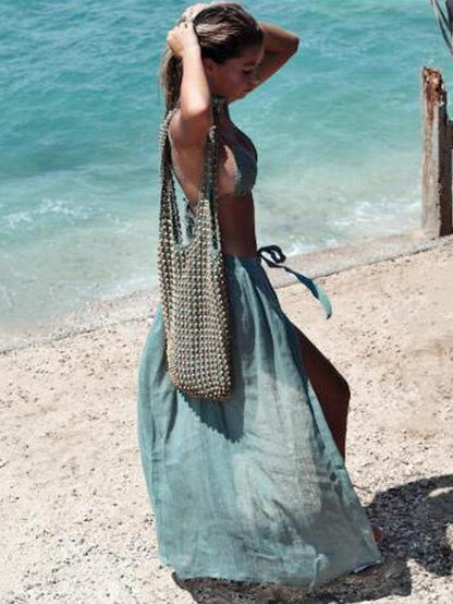 Split-front Lace Up Beach Skirt Bottom