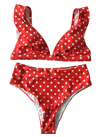 Polka-dot Printed Bikinis Swimwear