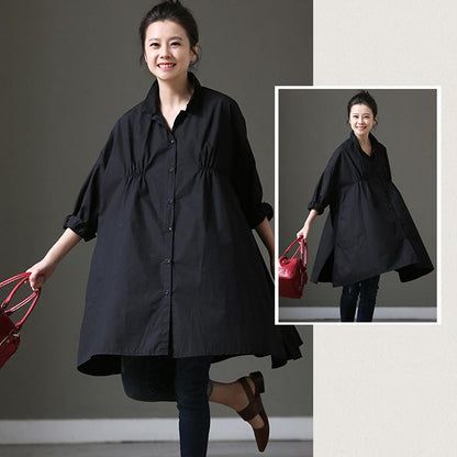 Casual Loose Three Quarter Sleeve Cotton Shirt