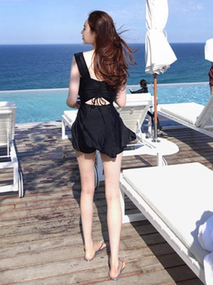 Hollow Back Ruched Tankini Swimsuit