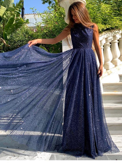 See-through Backless Starry Sky Evening Dress
