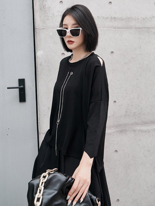 Original Solid Color Cold Shoulder T-Shirt Top