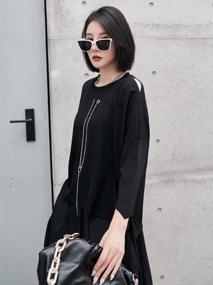 Original Solid Color Cold Shoulder T-Shirt Top