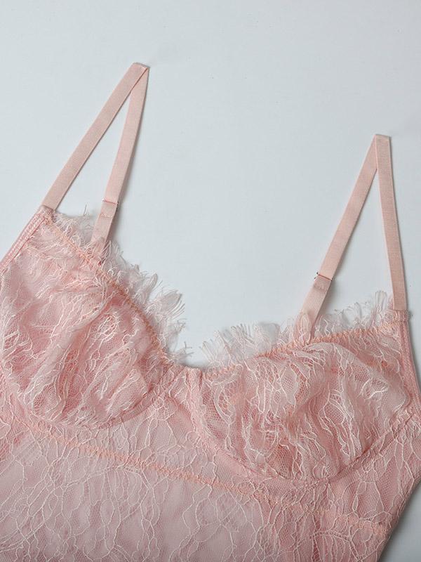 Eyelash Lace Underwired Bodysuit Lingerie