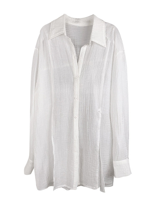 Leisure Solid Knitting Sun-Protection Blouse Tops