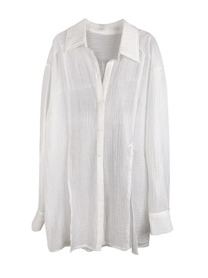 Leisure Solid Knitting Sun-Protection Blouse Tops