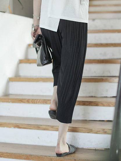 Vintage Loose Ruffled Solid Pants