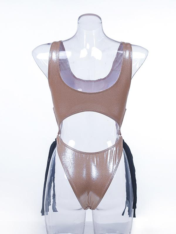 Tasseled Metal Ring Siamese Swimwear